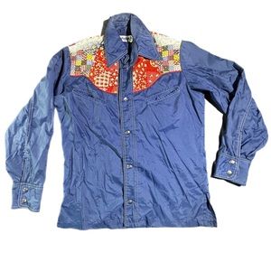 Blue Nylon Button Down
